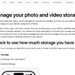 Apple iPhone storage management page showing storage usage and cleanup recommendations
