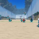Ink Game Roblox gameplay screenshot showing participants in the Red Light Green Light arena