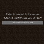 Minecraft Failed to connect to the server message showing an outdated client version