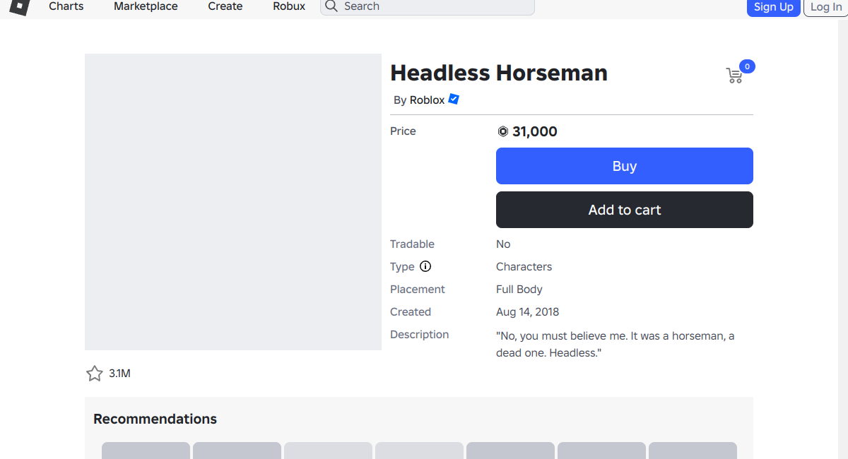 Official source page screenshot for Roblox Headless Horseman (2026): What the Bundle Is and How to Avoid Fakes