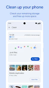 Files by Google app showing storage and cleanup tools