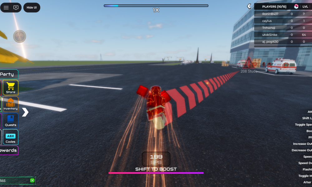 FLASHPOINT Codes (October 2026): Rebirth Tokens, Cash and EXP FLASHPOINT Roblox gameplay screenshot of a speedster running across a runway with the in-game controls