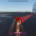 FLASHPOINT Roblox gameplay screenshot of a speedster running across a runway with the in-game controls