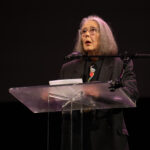 Anne Carson speaking at the 2024 National Book Awards finalist reading in New York