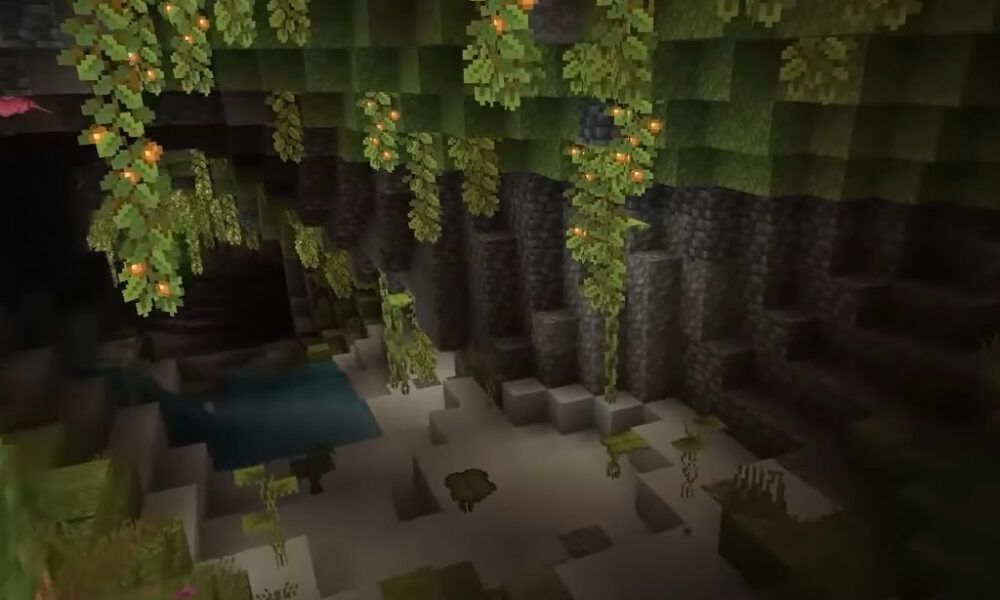 Minecraft lush caves biome gameplay for rare biomes guide