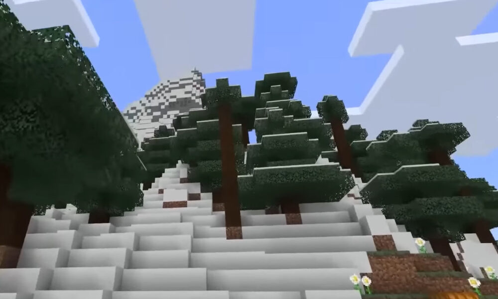 Minecraft Mountain Biomes: Peaks, Goats, Snow and Survival Minecraft 1.18 mountain landscape
