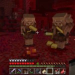 Minecraft player bartering with Piglins in Nether gameplay