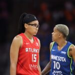 Atlanta Dream guard Allisha Gray during a 2024 WNBA basketball game, archival photograph ahead of the 2026 Finals