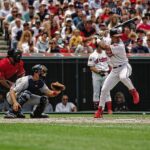 Manny Ramirez batting for Cleveland during a Major League Baseball game
