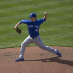 Toronto Blue Jays relief pitcher Aaron Loup preparing to pitch against the Baltimore Orioles in 2015