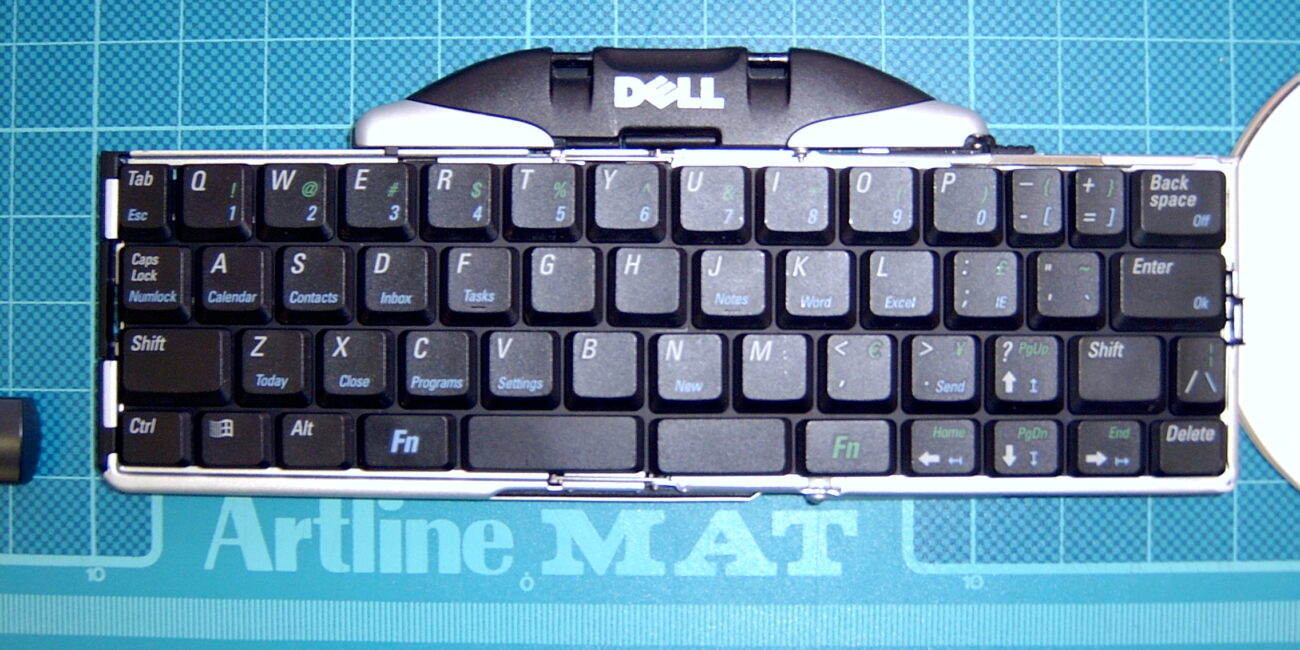 Real photograph of a Dell wireless Bluetooth computer keyboard