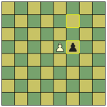 Chess en passant diagram showing a pawn capturing an adjacent pawn after a two-square advance