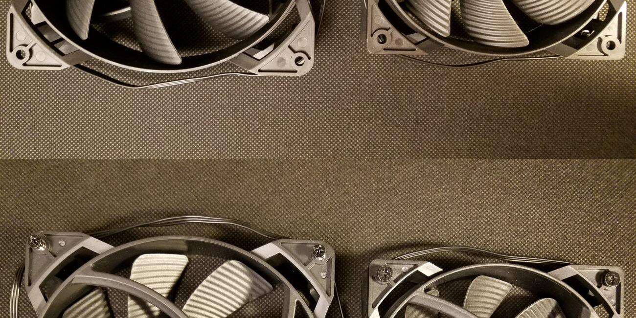 Real front and back views of computer case cooling fans