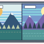 Original AVARIXO concept art comparing two styles of blocky Minecraft landscapes with realistic pastel and dramatic colorful shader lighting, not an in-game screenshot