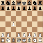 Exact English Opening chessboard position after White's first move 1 c4