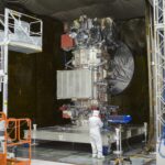 Real NASA Europa Clipper spacecraft photographed in Jet Propulsion Laboratory clean room before launch