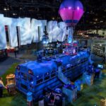 Fortnite Battle Bus installation at E3 2018, contextual photograph for Fortnite movement controls
