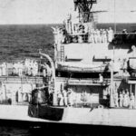 Historic 1962 U.S. Navy photograph of USS Noa recovering the real Friendship 7 spacecraft after John Glenn's three Earth orbits