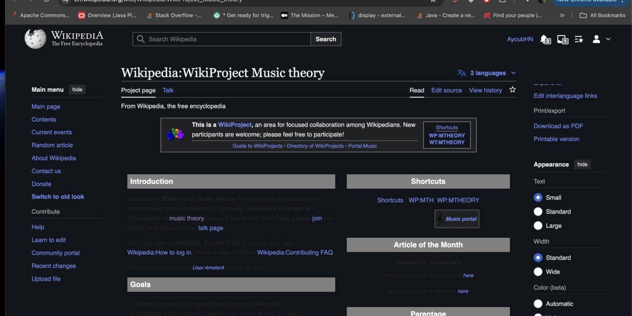 Actual screenshot of a Wikipedia page viewed in the Google Chrome web browser on a computer