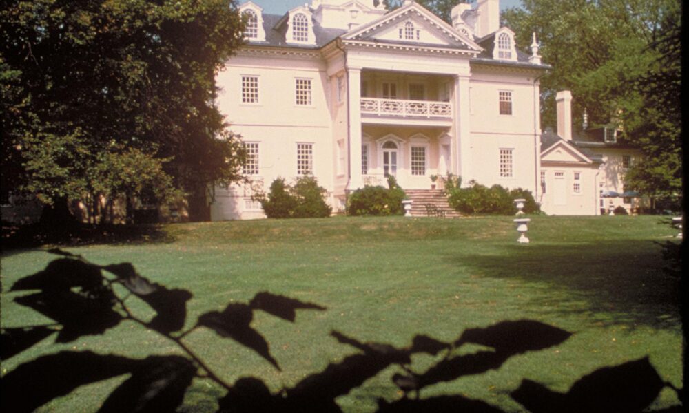 Front of historic Hampton Mansion and lawn at Hampton National Historic Site in Maryland