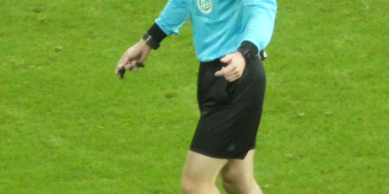 German soccer referee Harm Osmers on the pitch during a professional match