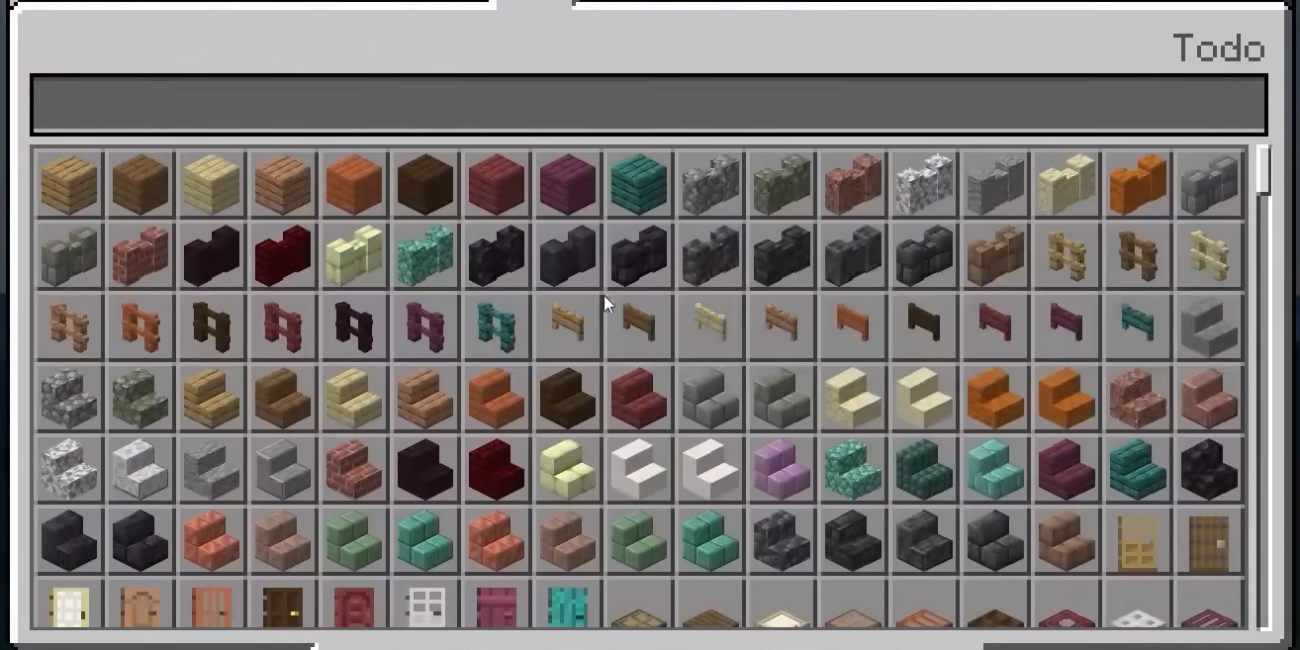 Minecraft Bedrock Edition in-game creative inventory screenshot