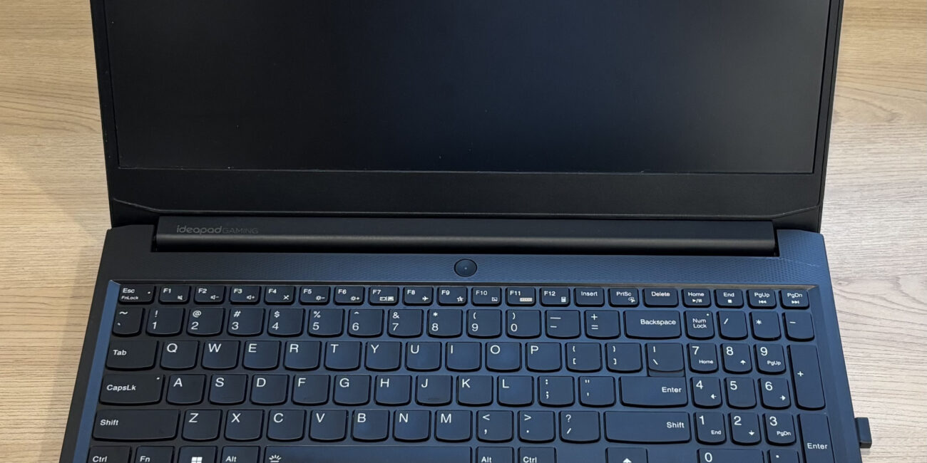 Real Lenovo IdeaPad gaming laptop computer shown from an angled view