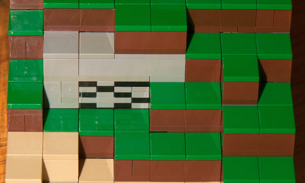 Photograph of a LEGO Minecraft block construction illustrating Minecraft build ideas