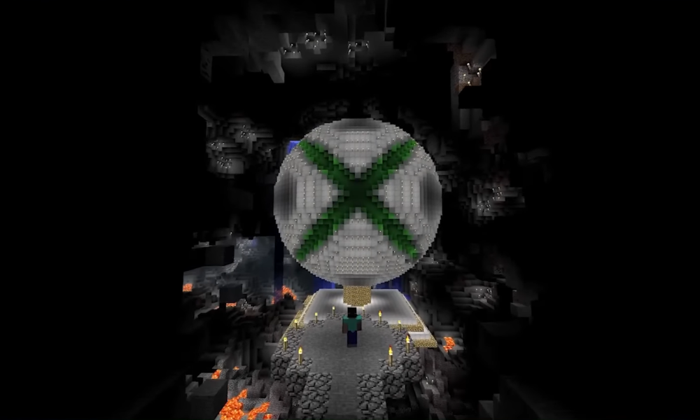 Minecraft block world illustrating the fill command for replacing, clearing and building regions