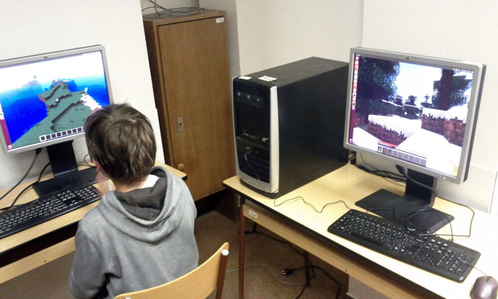 Minecraft gameplay being played on a computer screen