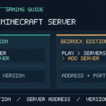 Original AVARIXO infographic comparing how to join a Minecraft server in Java Edition using Multiplayer and Bedrock Edition using Play and Servers