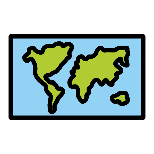 OpenMoji world map illustration for Minecraft seed maps and biome navigation