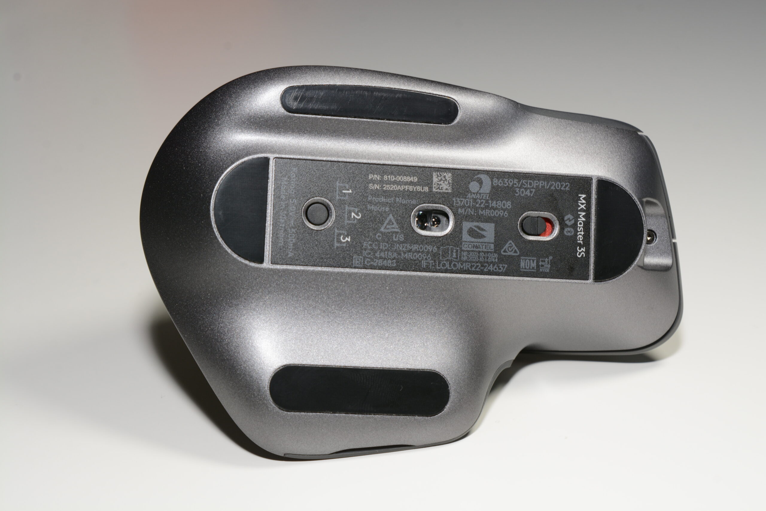 Real Logitech MX Master 3S mouse showing the physical device used for pointer sensitivity adjustments
