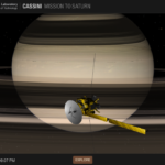 Actual NASA Eyes on the Solar System application screenshot showing Cassini mission interface (older version of the software)