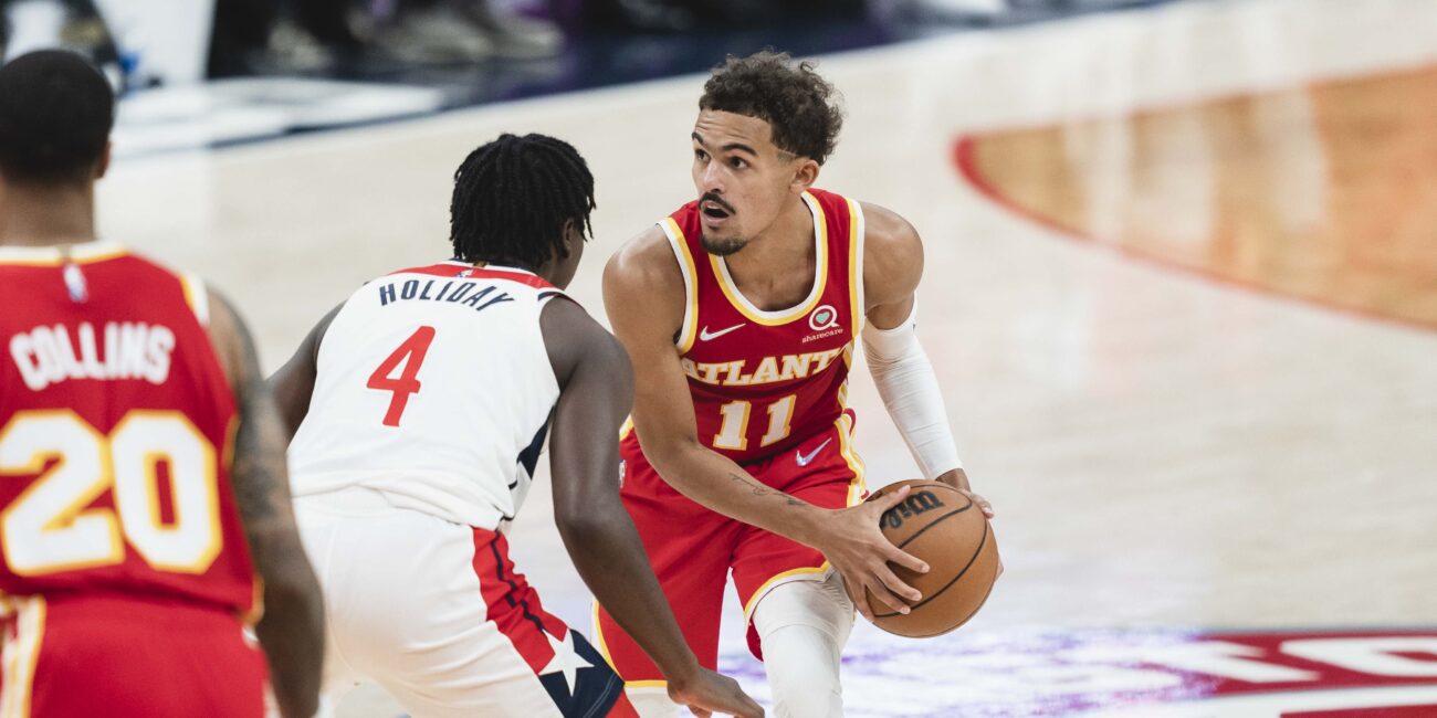 Basketball game between the Washington Wizards and Atlanta Hawks, two NBA Southeast Division teams, on October 29 2021