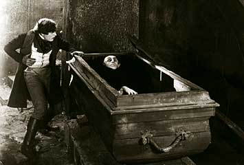Count Orlok and Thomas Hutter in an original black-and-white scene from Nosferatu (1922)