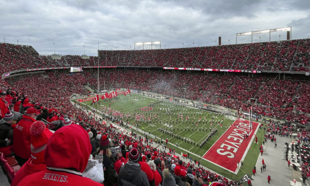 Ohio Stadium filled with football spectators for an Ohio State home game in November 2021, archival venue image