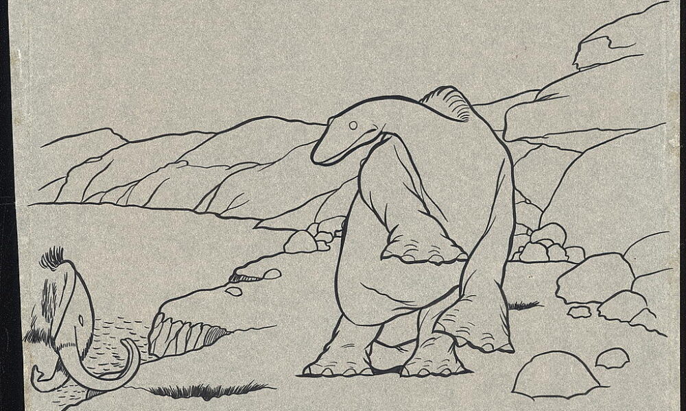 Authentic frame from 1914 Gertie the Dinosaur animated film by Winsor McCay, Library of Congress collection