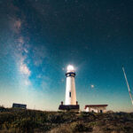 Authentic night photograph of Pigeon Point Lighthouse Pescadero California by Allen Cai