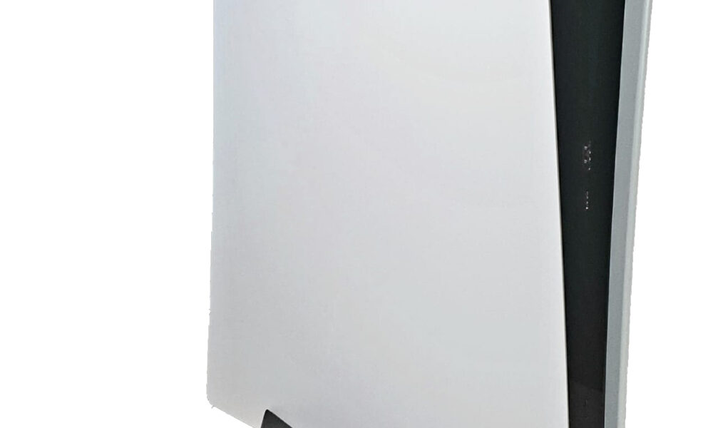 PlayStation 5 console photographed from the front to illustrate available PS5 storage and upgrade choices