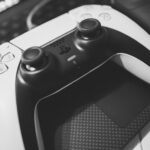 Real PlayStation 5 DualSense wireless controller photographed from above
