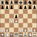 Chessboard position for the Queen's Gambit after 1 d4 d5 2 c4