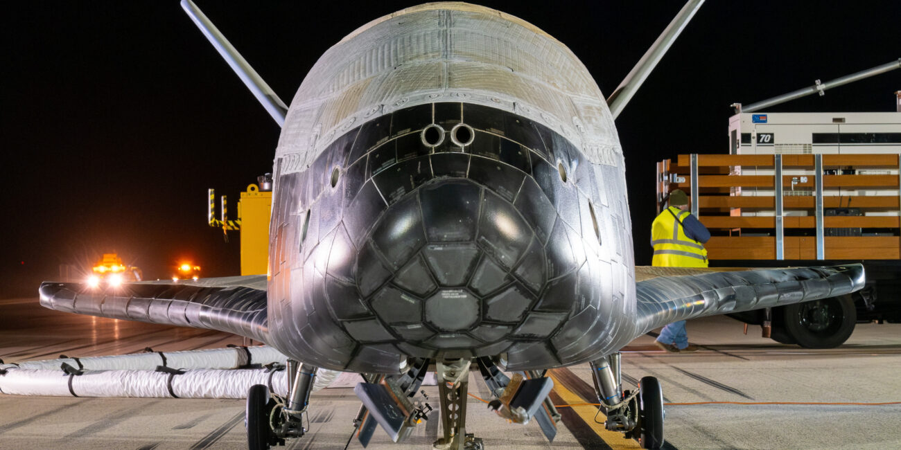 Real X-37B orbital test vehicle photographed after its March 2025 landing at Vandenberg Space Force Base