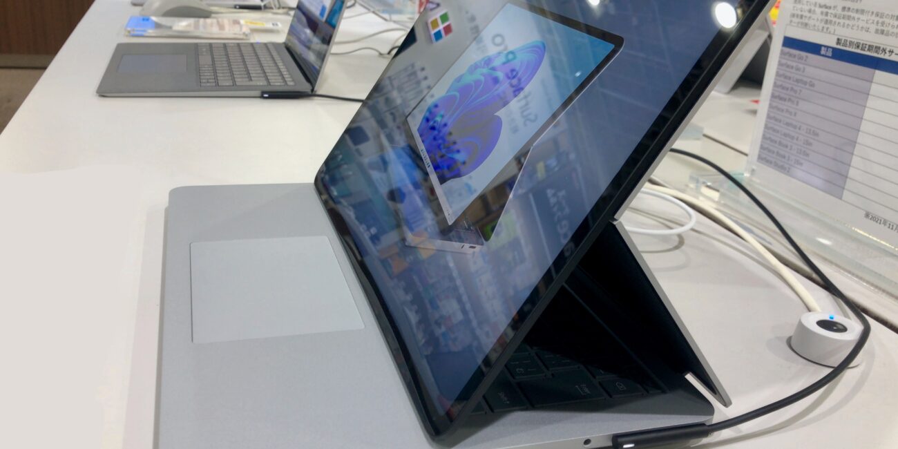 Real Microsoft Surface Laptop Studio computer showing its display
