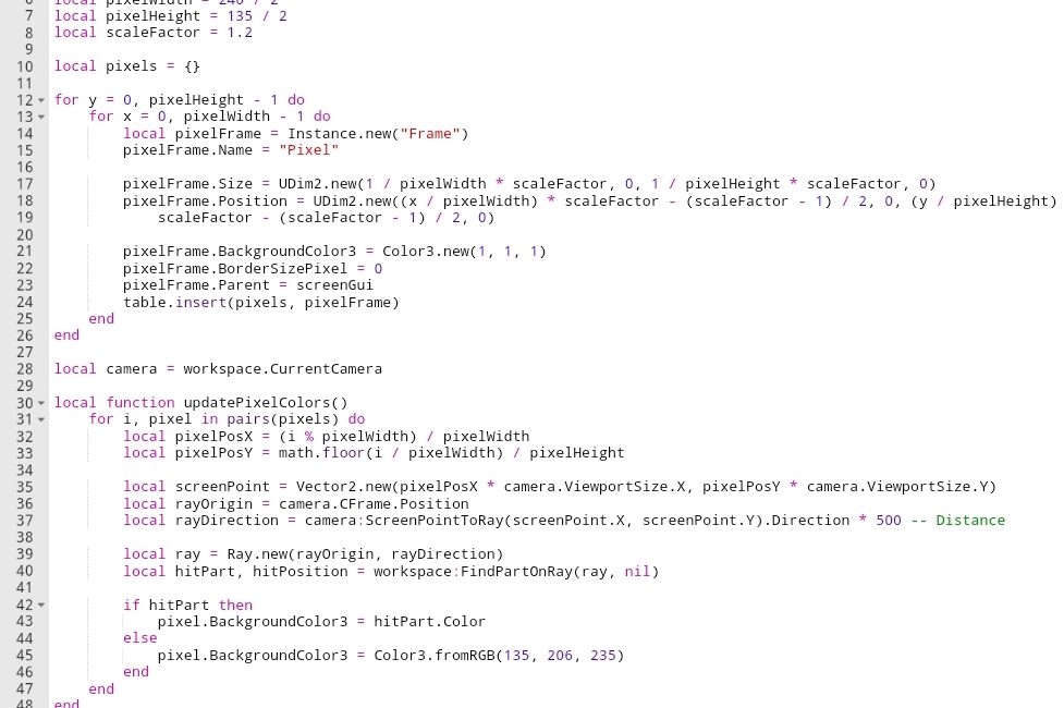 Real photograph of Luau scripting syntax associated with Roblox Studio development