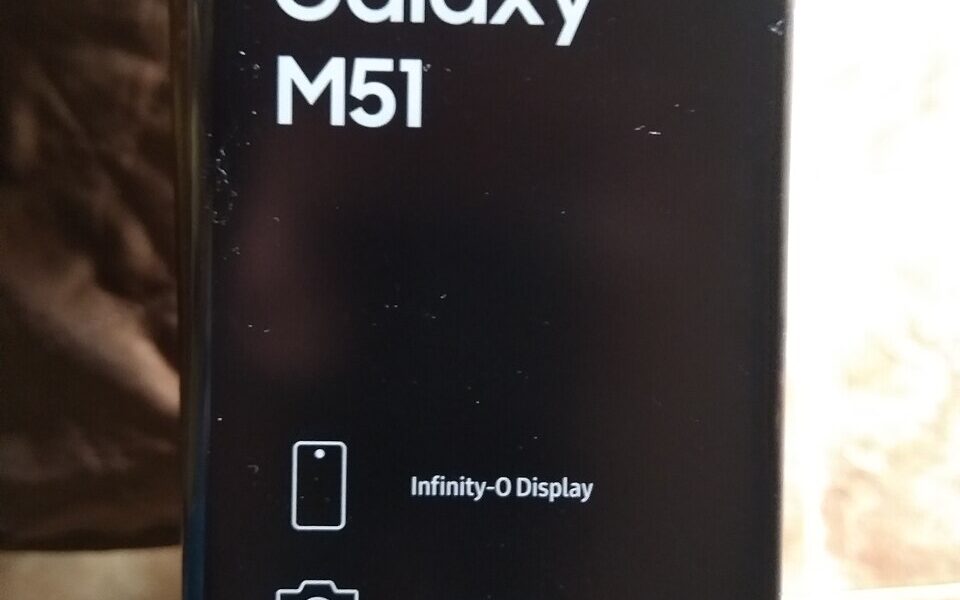 Real photograph of a Samsung Galaxy M51 smartphone illustrating screenshot features on Galaxy devices