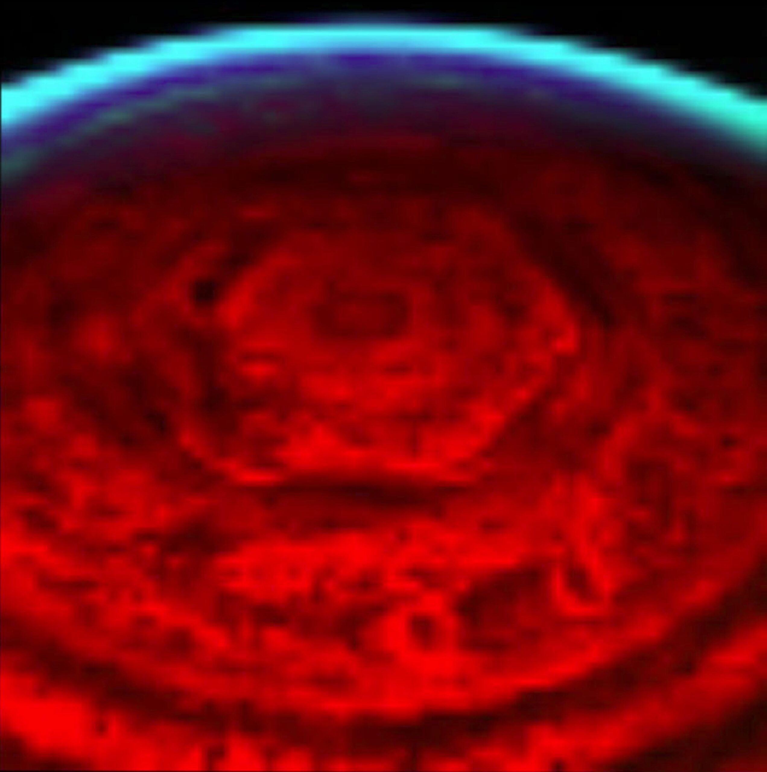 Actual Cassini infrared spacecraft observation of the six-sided Saturn north polar hexagon from NASA PIA09186