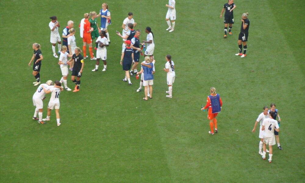 Olympic soccer team players after a match between Great Britain and New Zealand