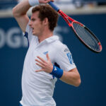 Andy Murray finishing a tennis forehand with the racket over his shoulder at the 2010 Rogers Cup