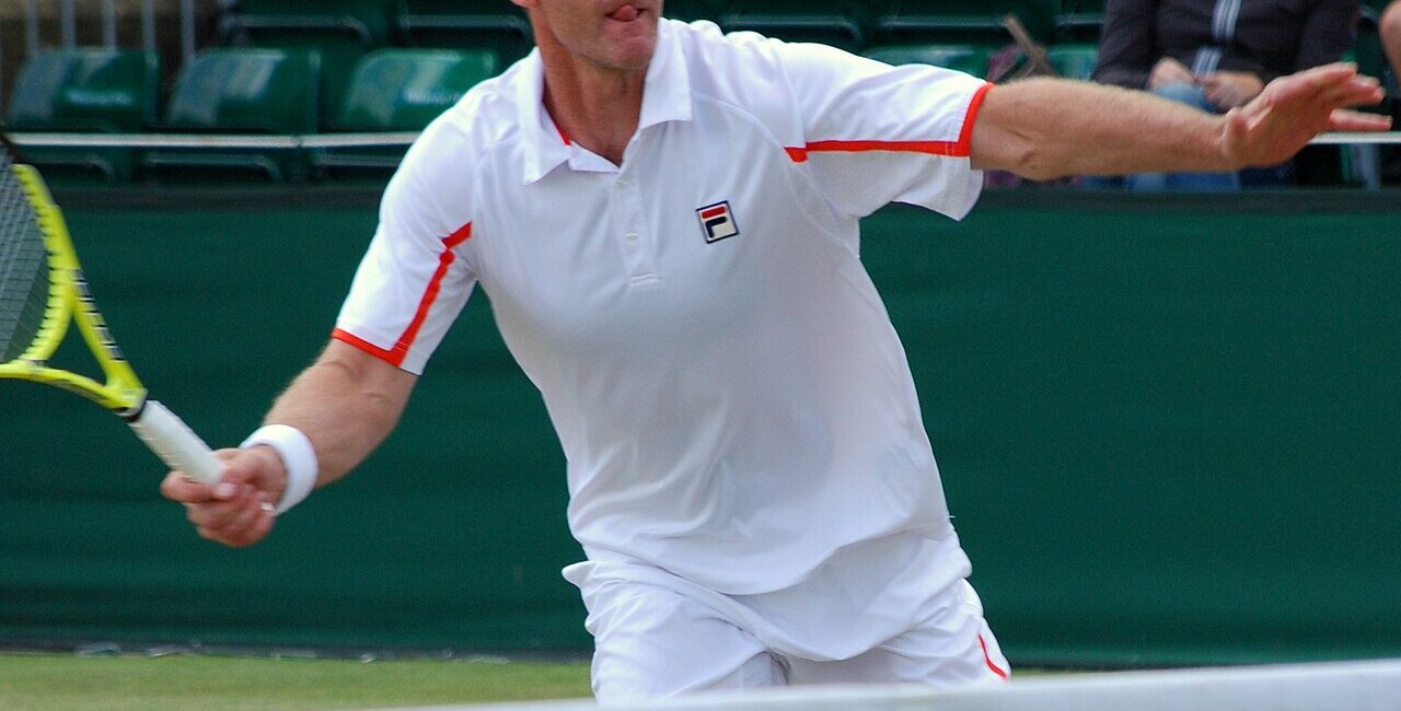 Tennis doubles player Anders Jarryd during an invitational Wimbledon match